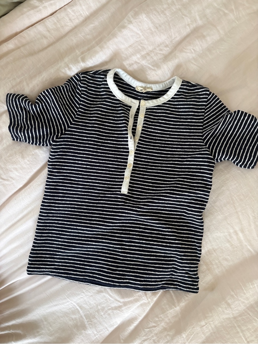 Madewell Kids Navy & White Striped Button Henley